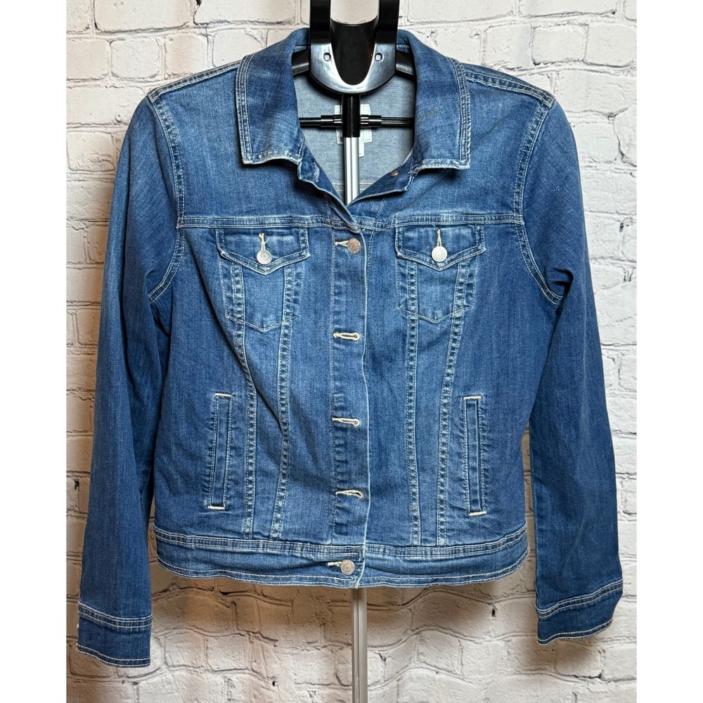 Old Navy Womens Medium Wash Denim Trucker Jacket Size Large